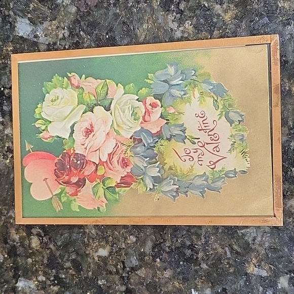 VINTAGE Post Card Frame and Vintage Valentine - Picture 1 of 4